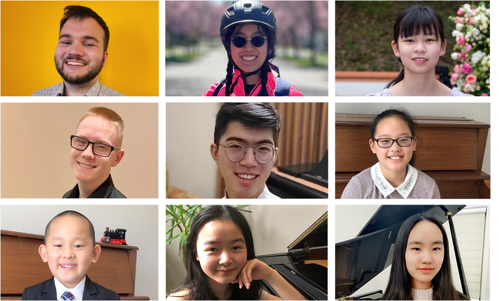 Collage of piano scholarship winners